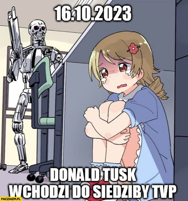 16 października 2023 Donald Tusk wchodzi do siedziby TVP TVPiS