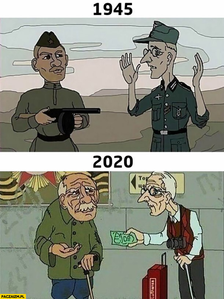 1945, 2020 porównanie Polak Rosjanin Niemiec