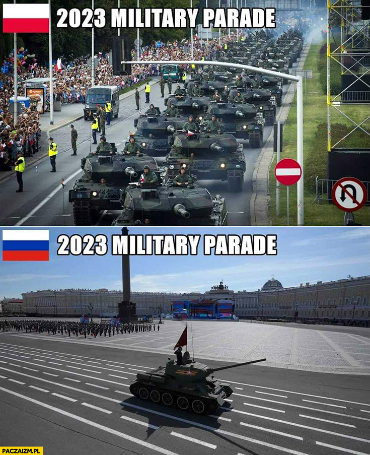 2023 parada wojskowa w Polsce vs w rosji porównanie