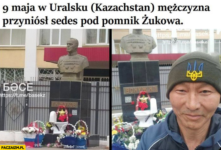9 maja w Uralsku (Kazachstan) mężczyzna przyniósł sedes pod pomnik Żukowa