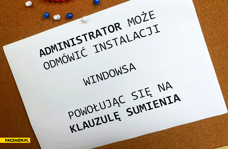 Administrator może odmówić instalacji Windowsa powołując się na klauzulę sumienia