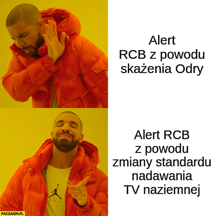 Alert RCB z powodu skażenia Odry nie chce woli z powodu zmiany standardu nadawania tv naziemnej Drake