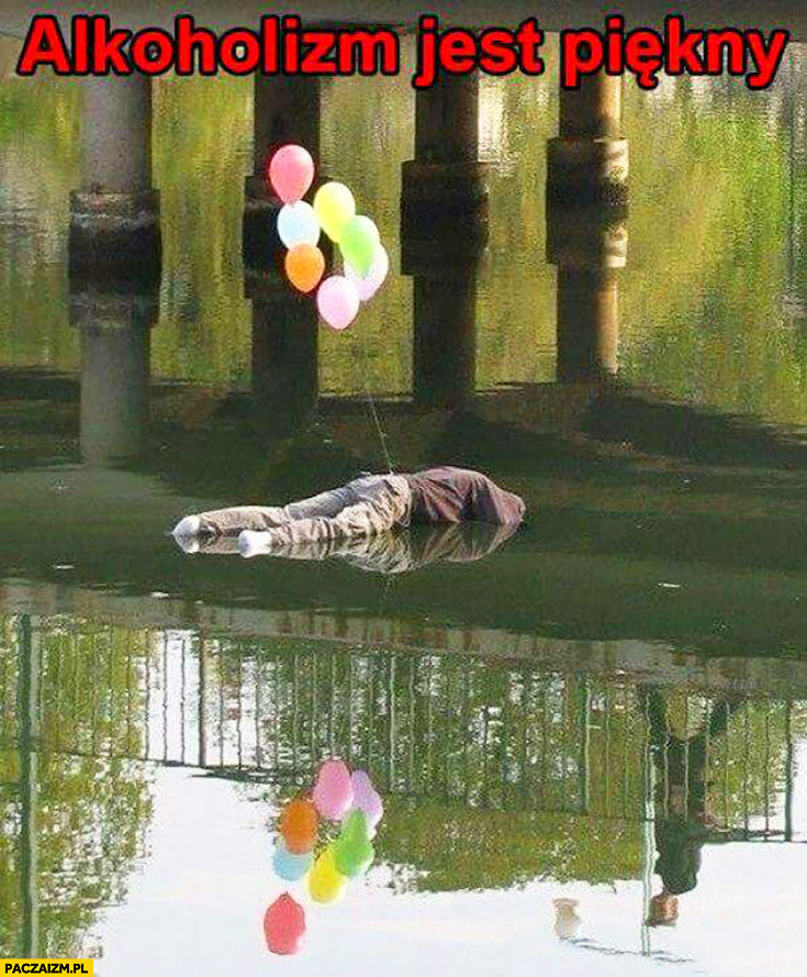 Alkoholizm jest piękny facet śpi w jeziorze baloniki