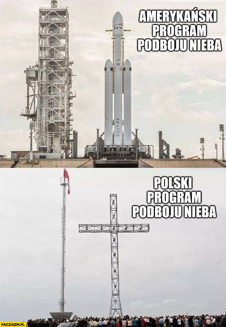 Amerykański program podboju nieba rakieta kosmiczna vs polski program podboju nieba krzyż