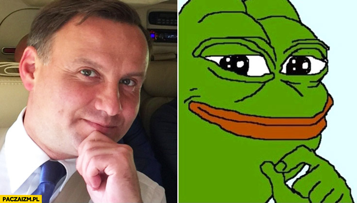 Andrzej Duda mina jak smutna żaba Pepe