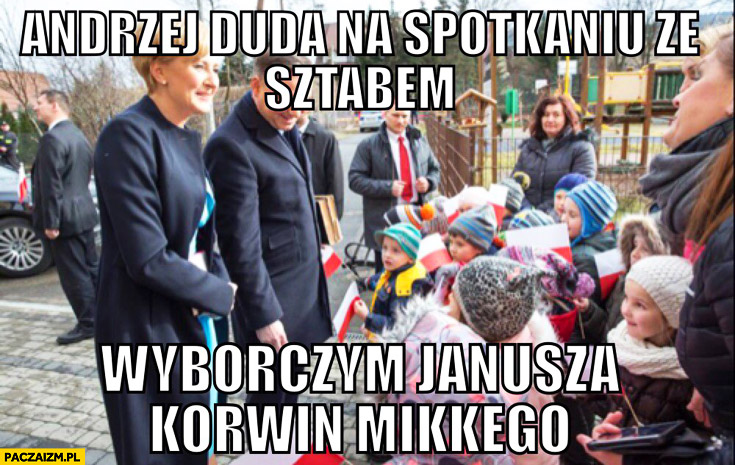 Andrzej Duda na spotkaniu ze sztabem wyborczym Korwina dzieci