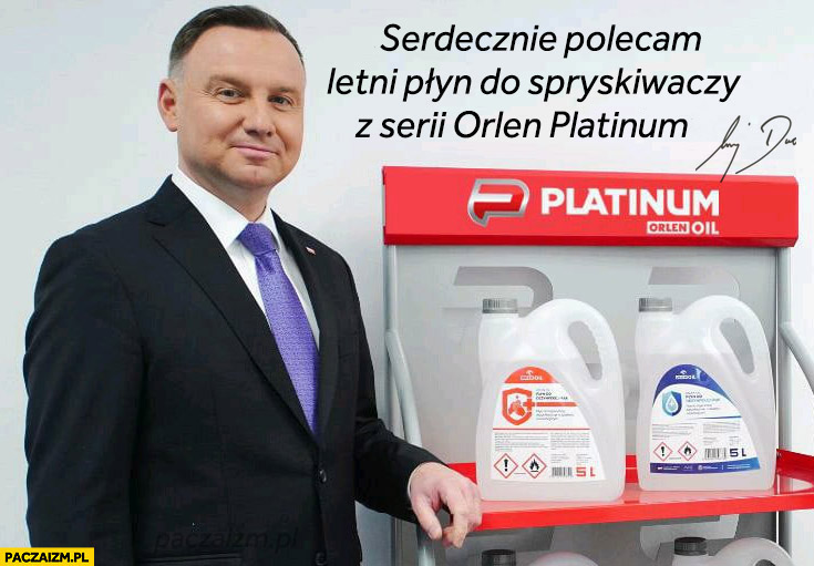 Andrzej Duda poleca płyn do spryskiwaczy Orlen przeróbka reklama
