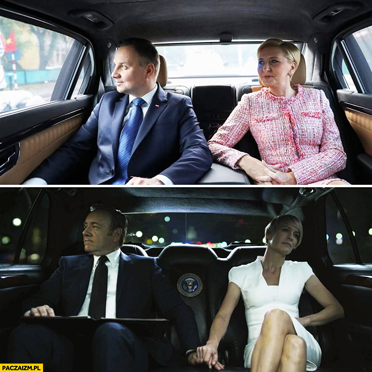 Andrzej Duda z żoną w limuzynie porównanie do House of Cards Francis Underwood