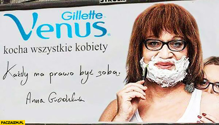 Anna Grodzka billboard Gillette Venus kocha wszystkie kobiety każdy ma prawo być sobą goli twarz zarost