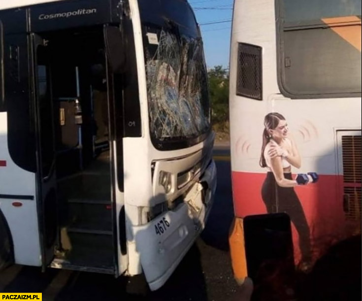 Autobus wypadek dziewczynę z reklamy boli ręka