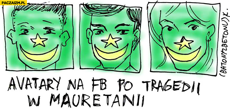 Avatary na Fb po tragedii w Mauretanii uśmiech banan flaga