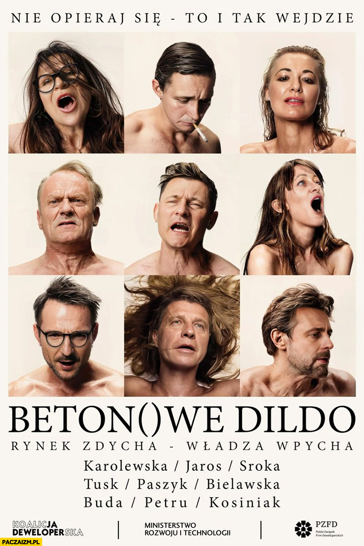 Betonowe dildo rynek zdycha władza wpycha plakat film sztuka