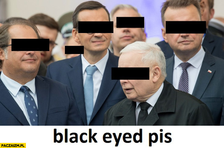 Black eyed PiS posłowie prawo i sprawiedliwość z czarnymi paskami na oczach