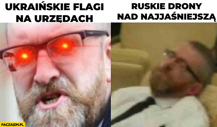 Braun reakcja ukraińskie flagi w urzędach triggered vs ruskie drony nad najjaśniejszą śpi
