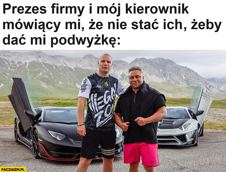 Budda prezes firmy i mój kierownik mówiący mi, że nie stać ich żeby dać mi podwyżkę Lambo Lamborghini