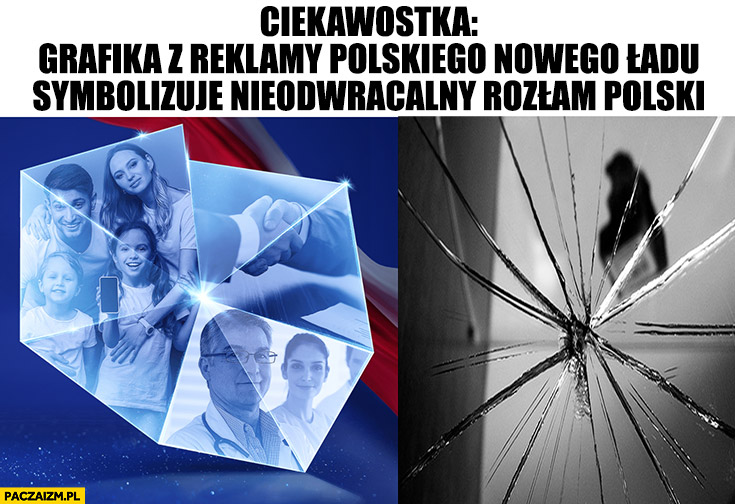 Ciekawostka grafika z reklamy polskiego nowego ładu symbolizuje nieodwracalny rozłam Polski
