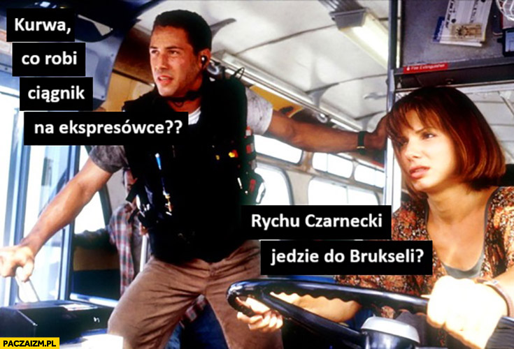 Co robi ciągnik na ekspresowce? Czarnecki jedzie do Brukseli film speed