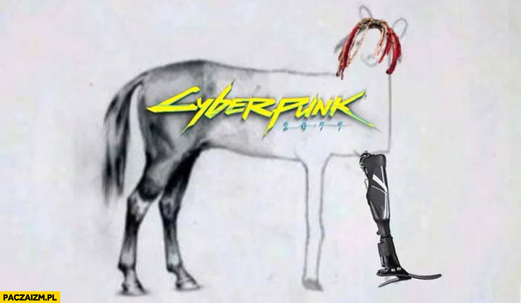 Cyberpunk nie dokończony jak rysunek konia