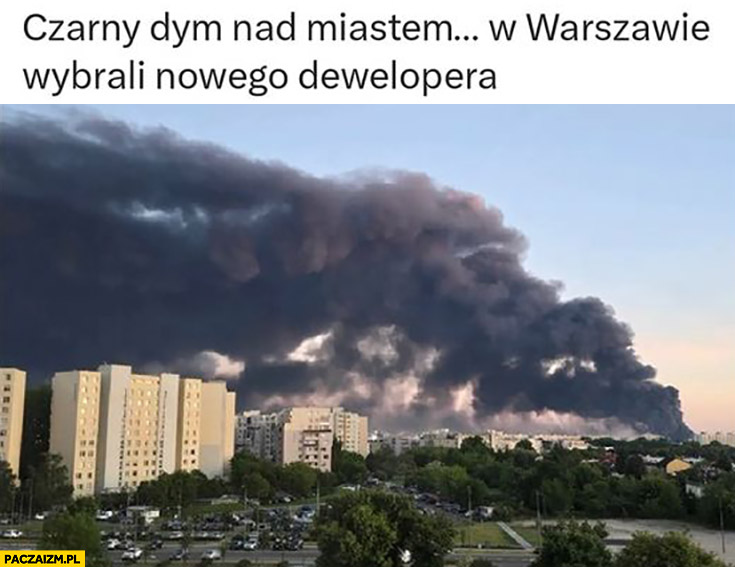 Czarny dym nad miastem w Warszawie wybrali nowego dewelopera Marywilska 44 pożar