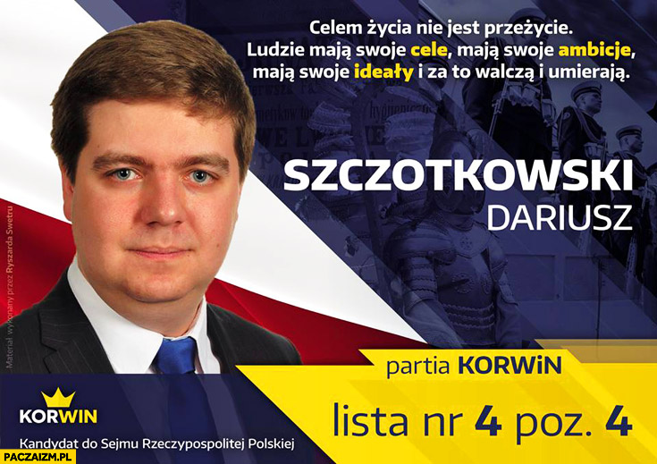 Dariusz Szczotkowski młody lewak plakat wyborczy Korwin przeróbka