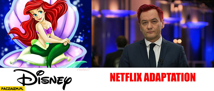 Disney vs adaptacja Netflixa Biedroń czerwone włosy Ariel Arielka syrenka