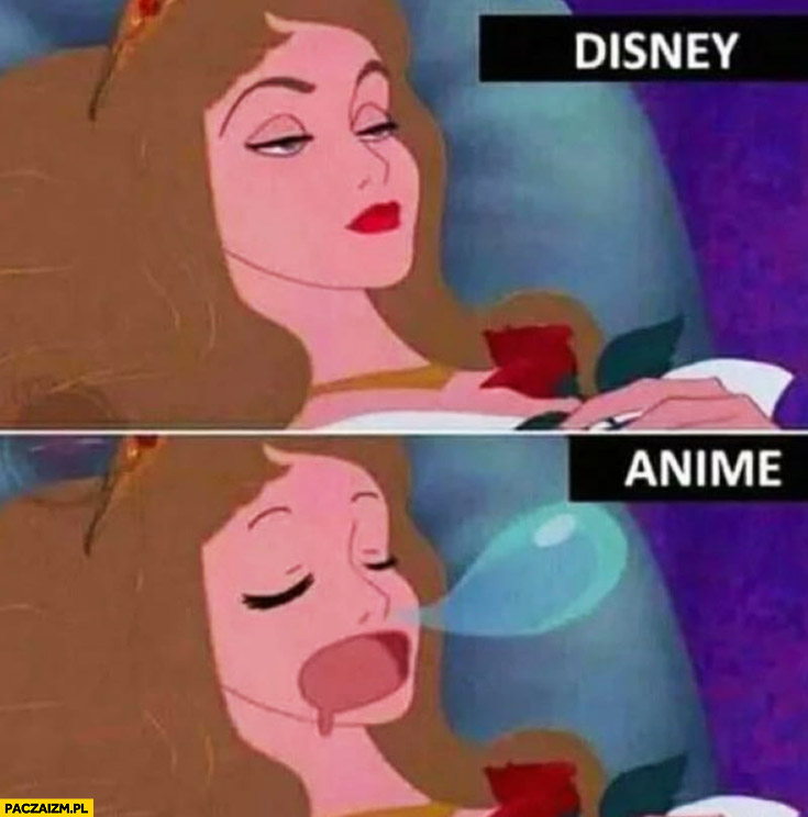 Disney vs Anime Śpiąca Królewna wygląd porównanie