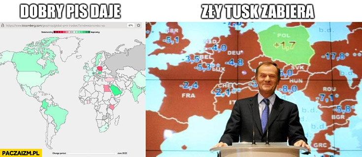 Dobry PiS daje czerwona wyspa vs zły Tusk zabiera zielona wyspa porównanie