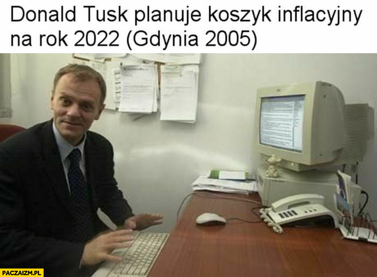 Donald Tusk planuje koszyk inflacyjny na rok 2022 Gdynia 2005 stare zdjęcie