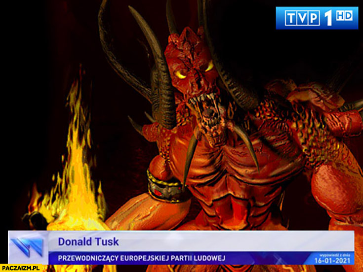 Donald Tusk wiadomości TVP diabeł diablo