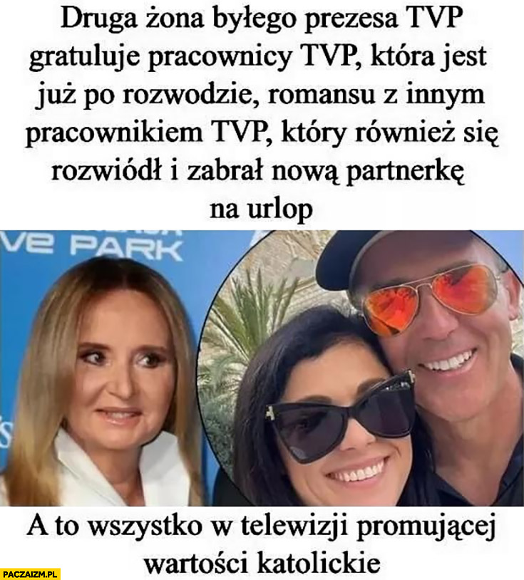 Druga żona Kurskiego gratuluje pracownicy TVP po rozwodzie romansu z innym pracownikiem TVP który się rozwiódł wszystko w telewizji promującej wartości katolickie
