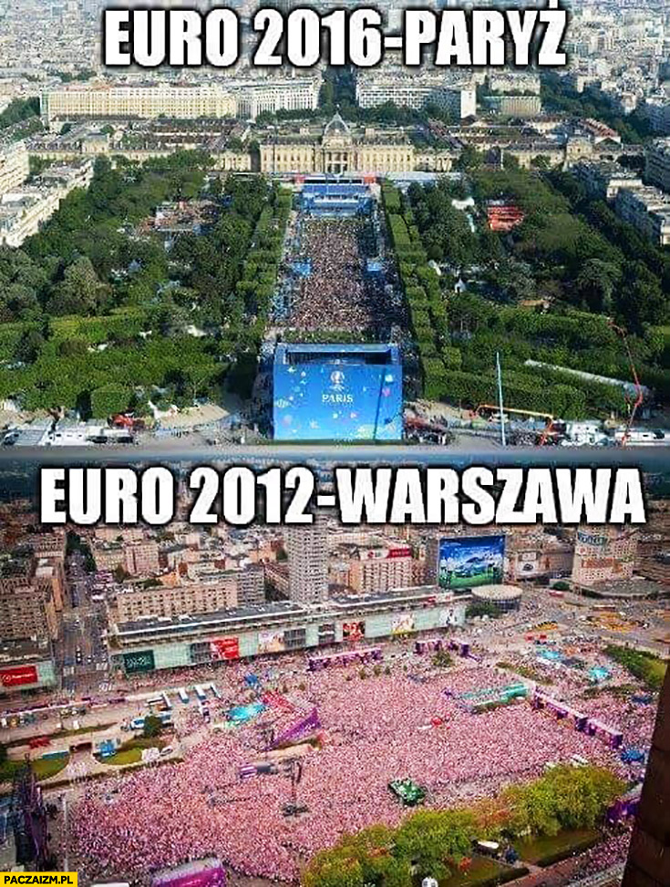Euro 2016 w Paryżu, Euro 2012 w Warszawie strefa kibica porównanie
