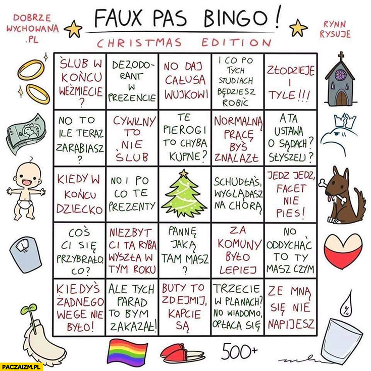 Faux pas bingo edycja świąteczna słynne powiedzenia