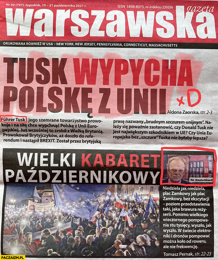 Gazeta Warszawska Tusk wypycha Polskę z unii