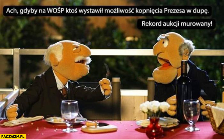 Gdyby na WOŚP ktoś wystawił możliwość kopnięcia prezesa Kaczyńskiego w dupę rekord akcji murowany