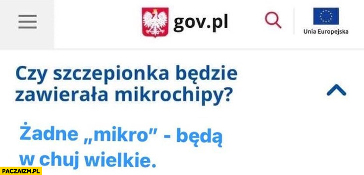 Gov.pl czy szczepionka będzie zawierała mikrochipy? Żadne mikro czipy będą wielkie