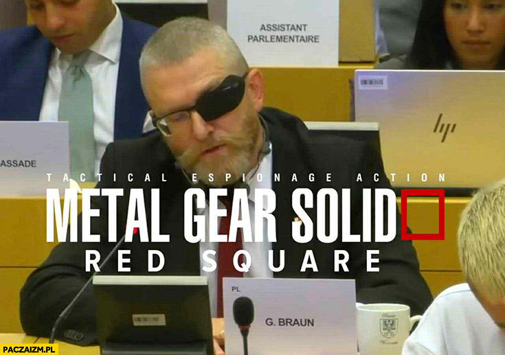 Grzegorz Braun pirat metal gear solid red square