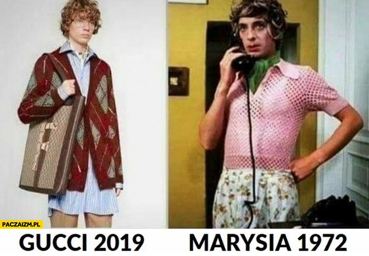 Gucci 2019 vs Marysia 1972 moda porównanie