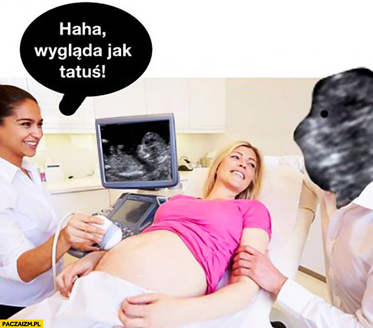 Haha wygląda jak tatuś. Kobieta w ciąży badanie USG