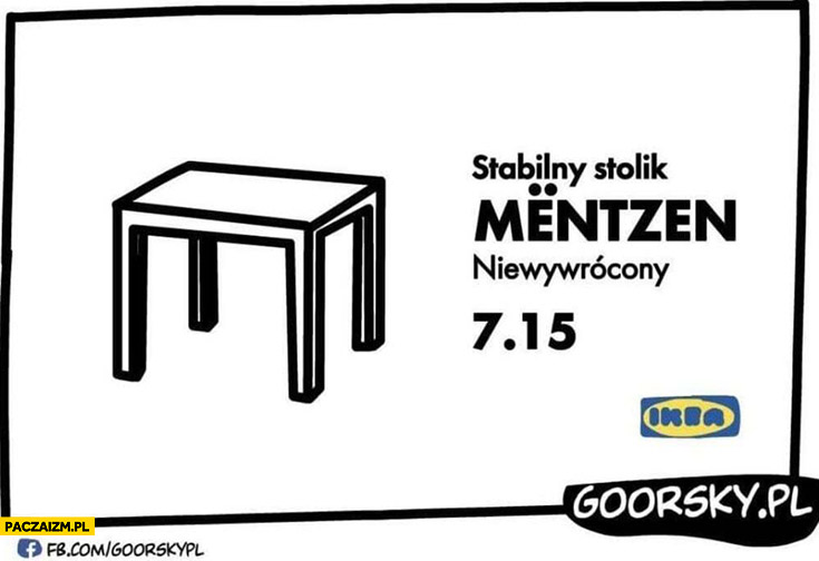 Ikea stabilny stolik Mentzen niewywrócony konfederacja Goorsky