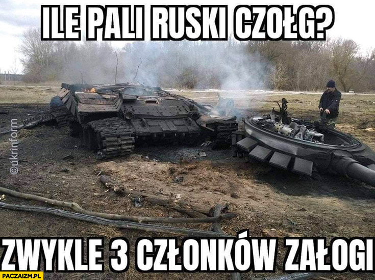 Ile pali ruski czołg zwykle 3 członków załogi wojna Ukraina
