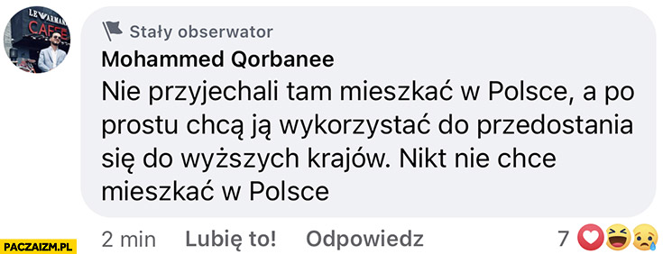 Imigrant Białoruś cytat nie przyjechaliśmy mieszkać w Polsce nikt nie chce mieszkać w Polsce komentarz facebook