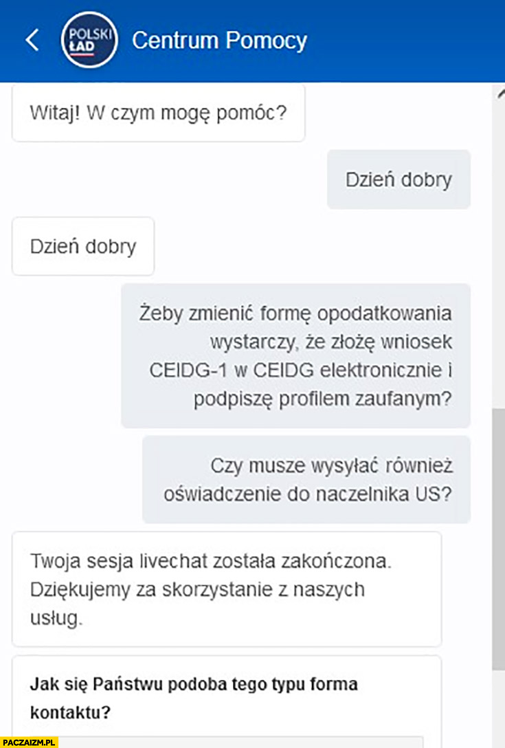 Infolinia polski nowy ład chat twoja rozmowa została zakończona