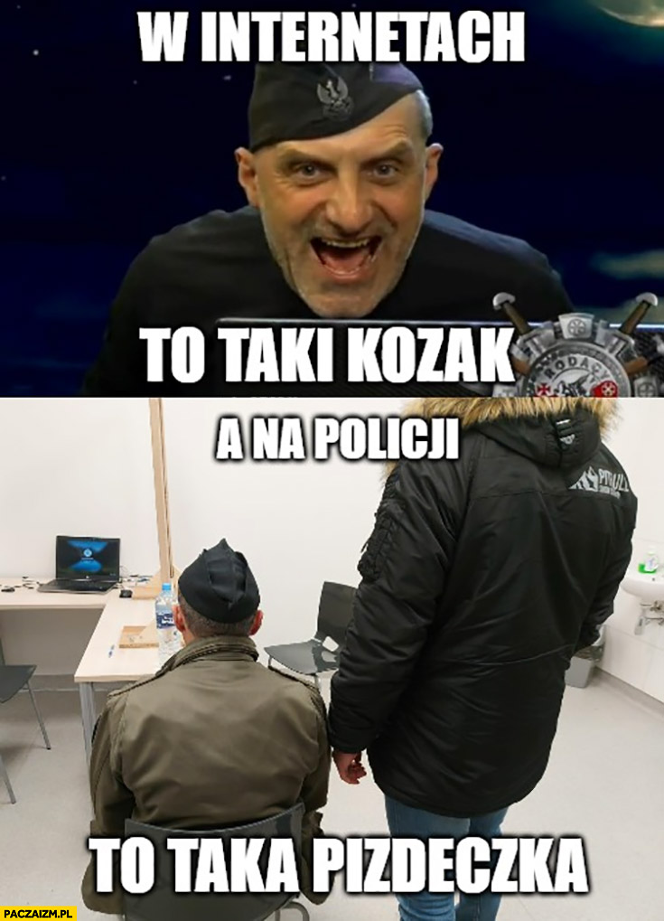 Jabłonowski w internetach to taki kozak a na policji to taka piczka