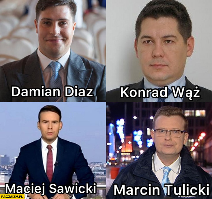 Tak wygląda Damian Diaz, Konrad Wąż, Maciej Sawicki, Marcin Tulicki dziennikarze wiadomosci tvp