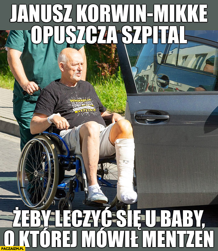 Janusz Korwin-Mikke opuszcza szpital żeby leczyć się u baby o której mówił Mentzen