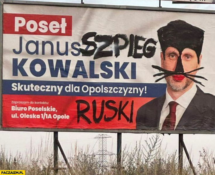 Janusz Kowalski ruski szpieg reklama billboard przeróbka
