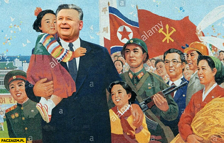 Jarosław Kaczyński Korea Północna plakat komunistyczny przeróbka
