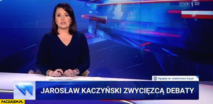 Jarosław Kaczyński zwycięzca debaty pasek wiadomości TVP