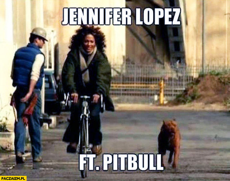 Jennifer Lopez featuring Pitbull pies na rowerze