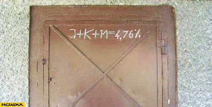J+K+M równa się 4,76% procent K+M+b kolęda napis na drzwiach